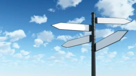 Blank signs and cloud