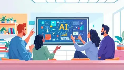 Diverse australian new zealand teachers collaborating around digital screen ai concepts modern classroom