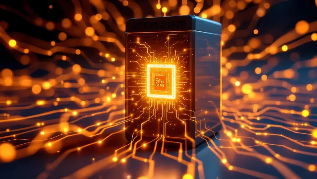 Modern desktop pc glowing cpu chip abstract data neural networks