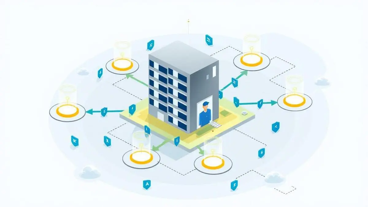 Secure building with digital shields interconnected pathways third party access management cybersecurity