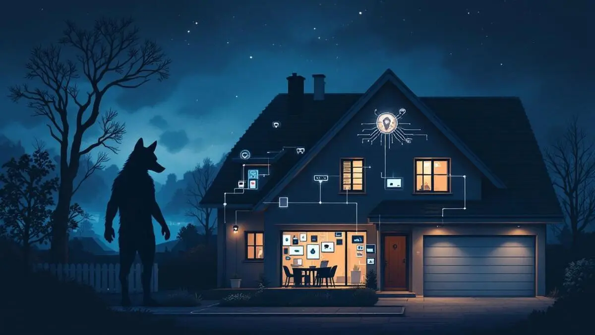 Smart home night scene shadowy fox iot cyber espionage threat