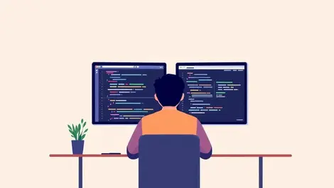 Developer dual monitors xaml desktop and blazor web integration art