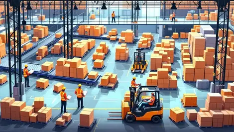 Modern uk parcel warehouse conveyors forklifts pound parcels