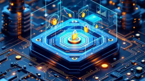 Crypto trading vault with circuit panels and multi asset security