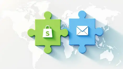 Global ecommerce puzzle integration shopping email world map art