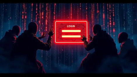 Digital login screen shadows identity theft binary chains art